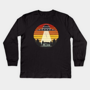 Flute Player Funny Flutist UFO Kids Long Sleeve T-Shirt